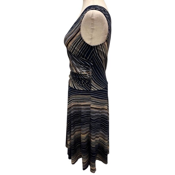 BCBGMaxazria Dress Womens Medium Blue Ruched Wrap Midi Stretch - Picture 3 of 9